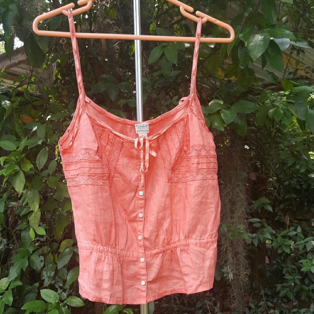 Lucky Brand Pretty Peach Linen Cami Top